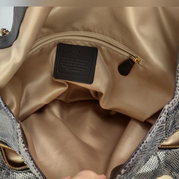 COACH Madison Phoebe Large Shoulder Embossed Snakeskin Hobo Bag Purse Handbag - Picture 11 of 16
